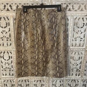 Saks Ffth Avenue FOLIO Collection Leather Snakeskin Lined Pencil Skirt- Size 10